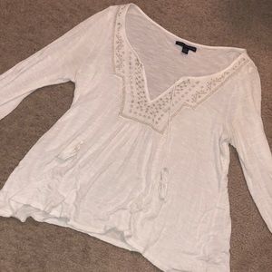 American eagle flowy white blouse